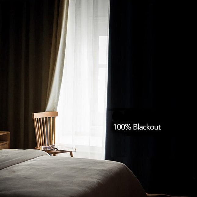 Groen verduisterend gordijn met linnenlook