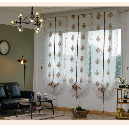 Vitrage ophaalgordijn met barok borduursel