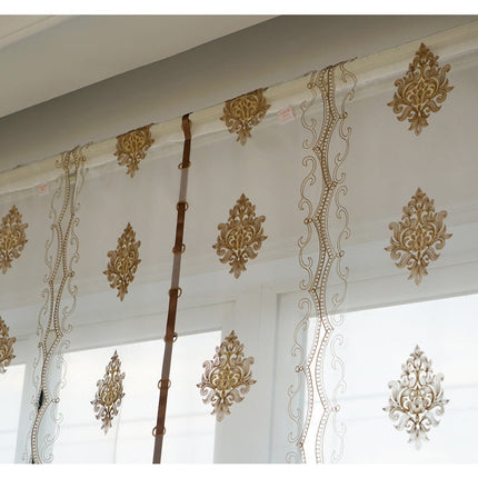 Vitrage ophaalgordijn met barok borduursel