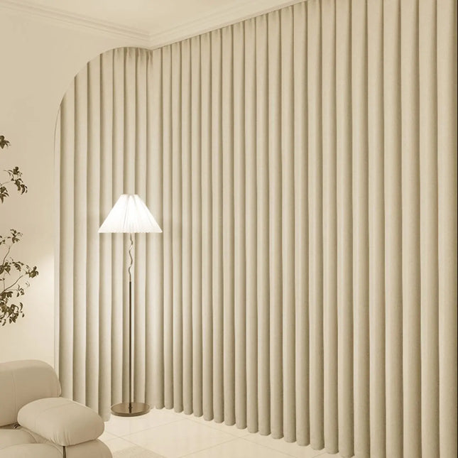 Kant-en-klaar beige overgordijn met ringen