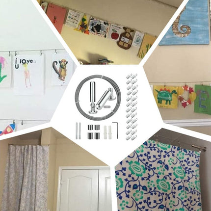 Complete staalkabel set voor gordijnophanging