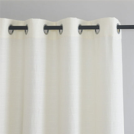 Beige geweven gordijn met ringen