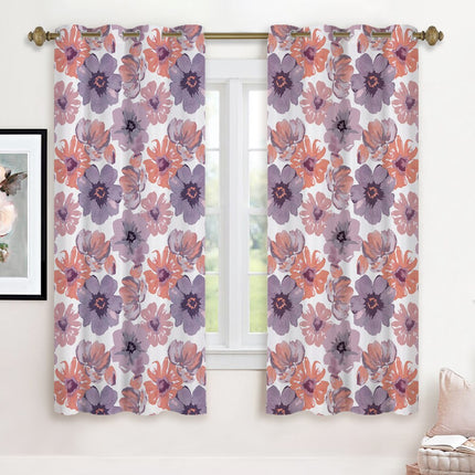 Gordijn met aquarel bloemenprint voor slaapkamer