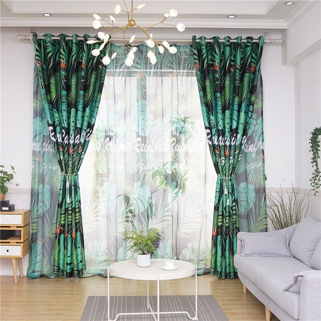 Dubbel laags gordijn met jungle print