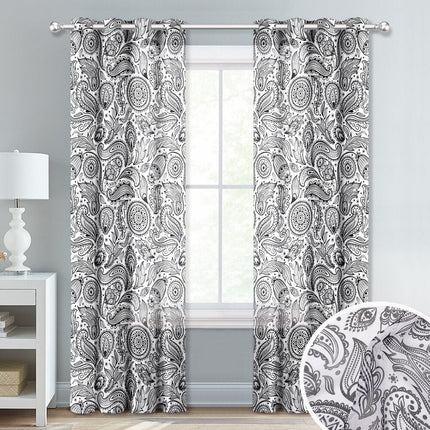 Vitrage gordijn met modern paisley patroon