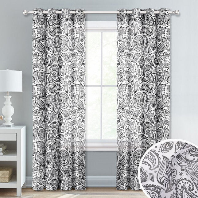 Vitrage gordijn met modern paisley patroon