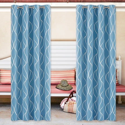 Buitengordijn met modern golvend patroon