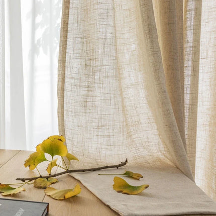 Beige linnenlook vitrage gordijn