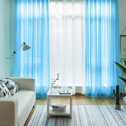 Effen turquoise vitrage voor slaapkamer