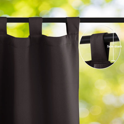 Waterdicht bruin buitengordijn met ringen