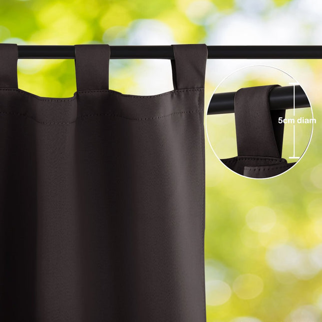 Waterdicht bruin buitengordijn met ringen