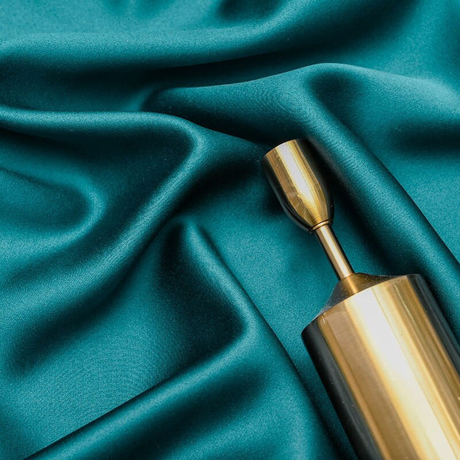 Petrol verduisteringsgordijn met bloemen borduursel