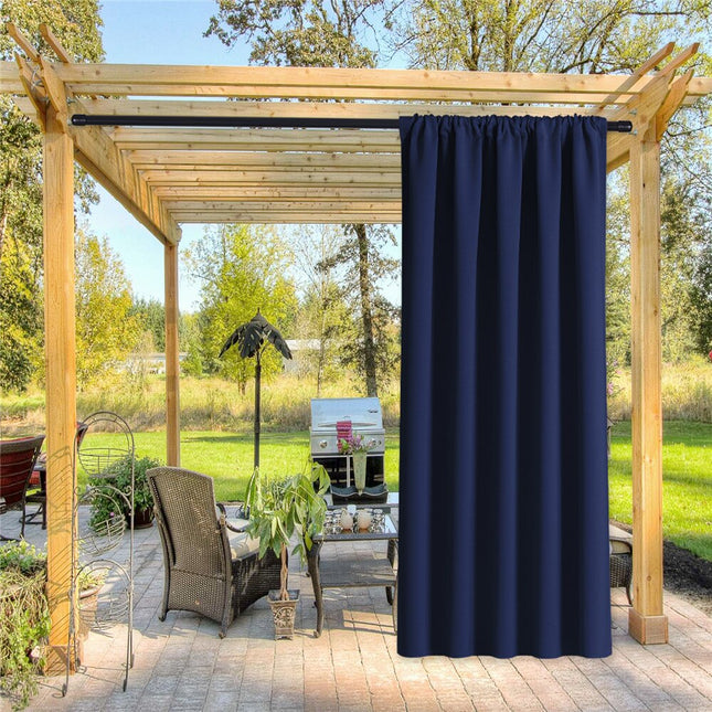 Donkerblauw waterafstotend buitengordijn