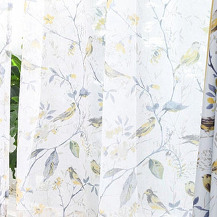 Landelijke vitrage met gele bloemenranken