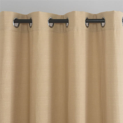 Beige geweven gordijn met ringen