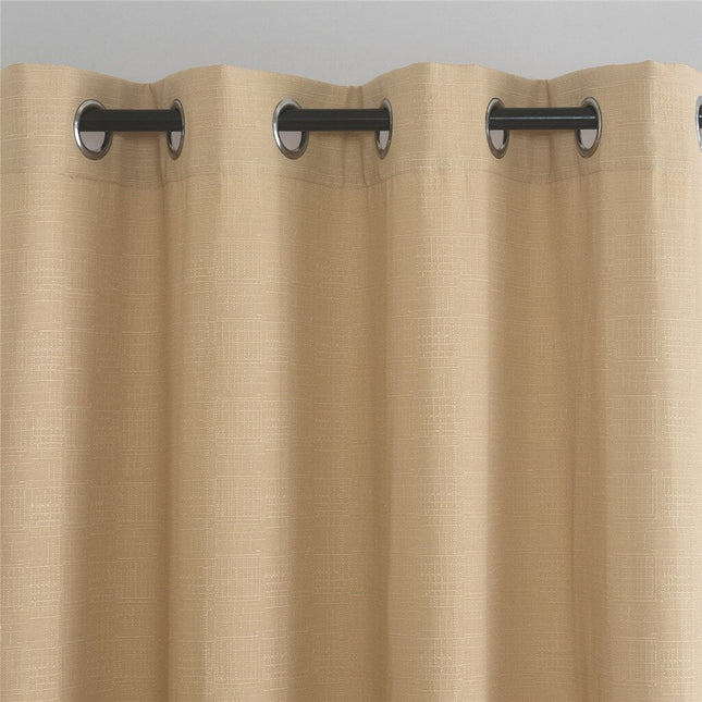 Beige geweven gordijn met ringen