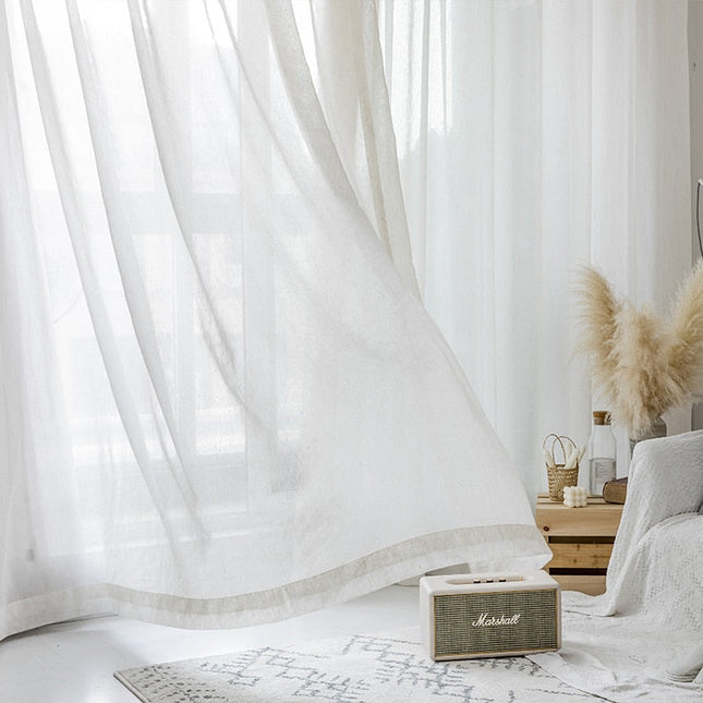 Natuurlijke linnenlook vitrage voor woonkamer
