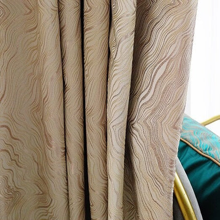 Beige verduisterend gordijn met golfpatroon