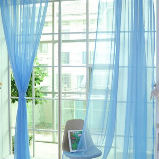 Effen turquoise vitrage voor slaapkamer