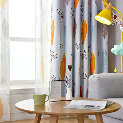 Verduisterend gordijn met gele bladeren