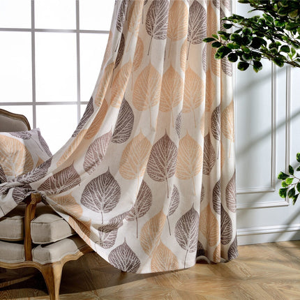Gordijn met groot bladerenpatroon herfststijl