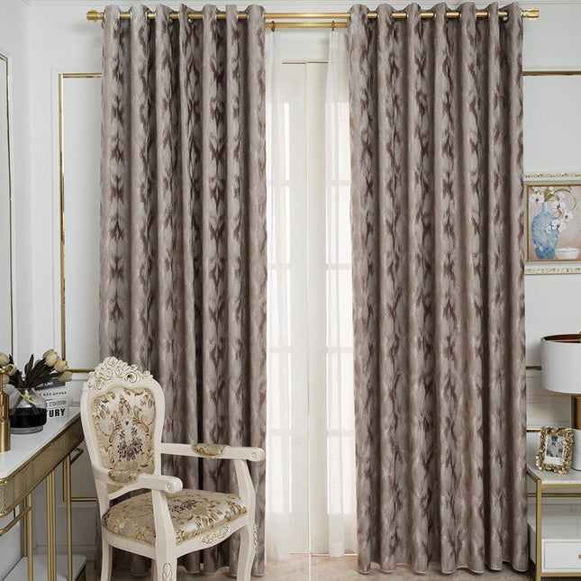 Taupe verduisteringsgordijn met abstract patroon