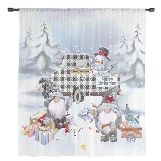 Kerst vitrage gordijn met winterprint