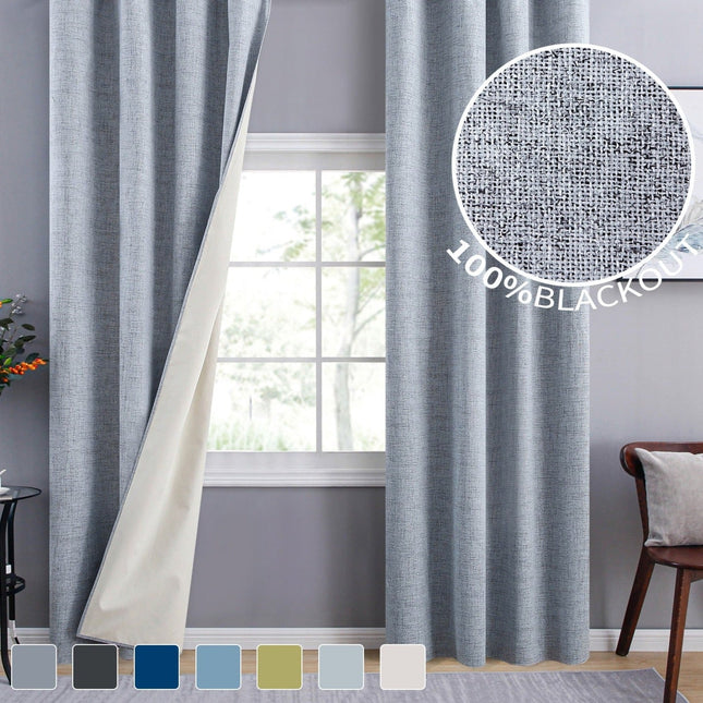 Grijs gordijn met linnenlook structuur