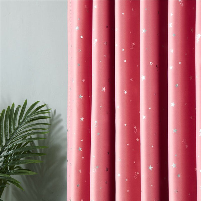 Roze verduisteringsgordijn met sterren kinderkamer