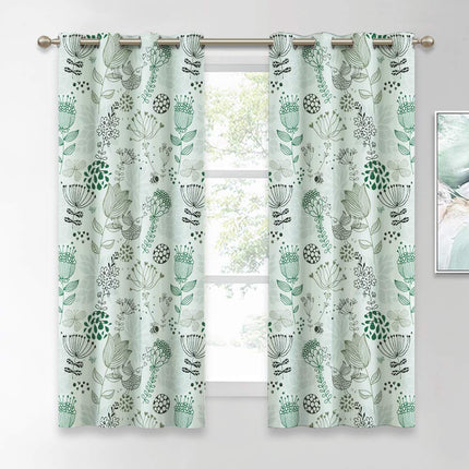 Gordijn met bloemen en vogels patroon