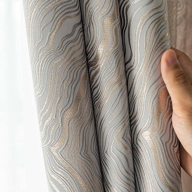 Verduisteringsgordijn zilver met golvend patroon