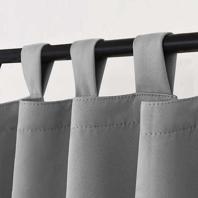 Grijs buitengordijn met lussen voor pergola