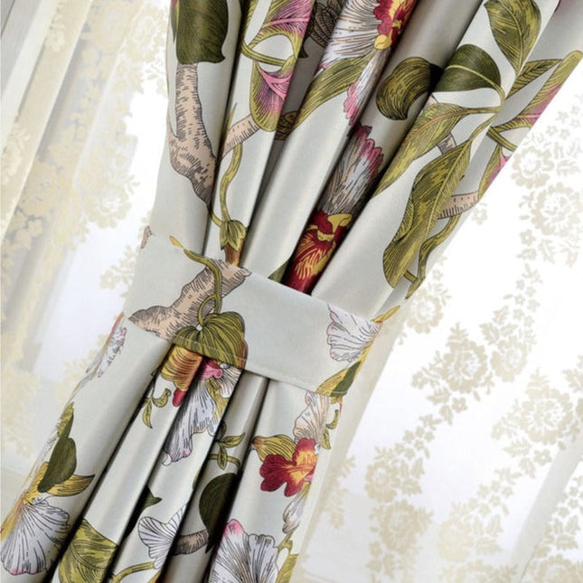 Verduisterend gordijn met bloemen en vogelprint