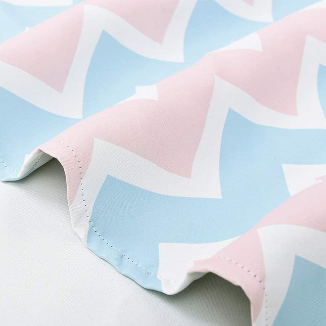 Kindergordijn met roze en blauw zigzagpatroon