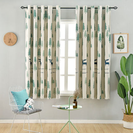 Verduisteringsgordijn kinderkamer met bos en herten