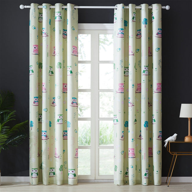 Crème verduisterend gordijn met uilen