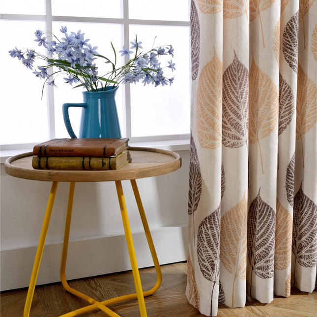 Gordijn met groot bladerenpatroon herfststijl