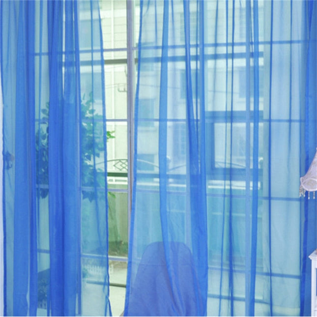Effen turquoise vitrage voor slaapkamer
