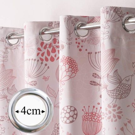 Gordijn met bloemen en vogels patroon