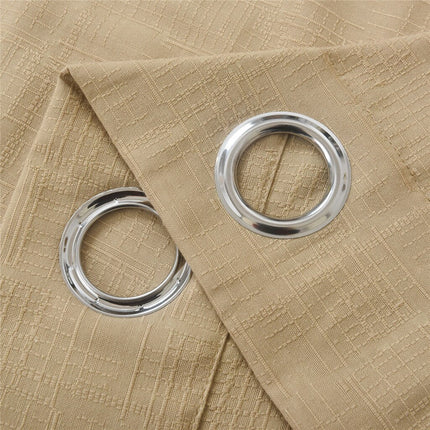 Beige geweven gordijn met ringen