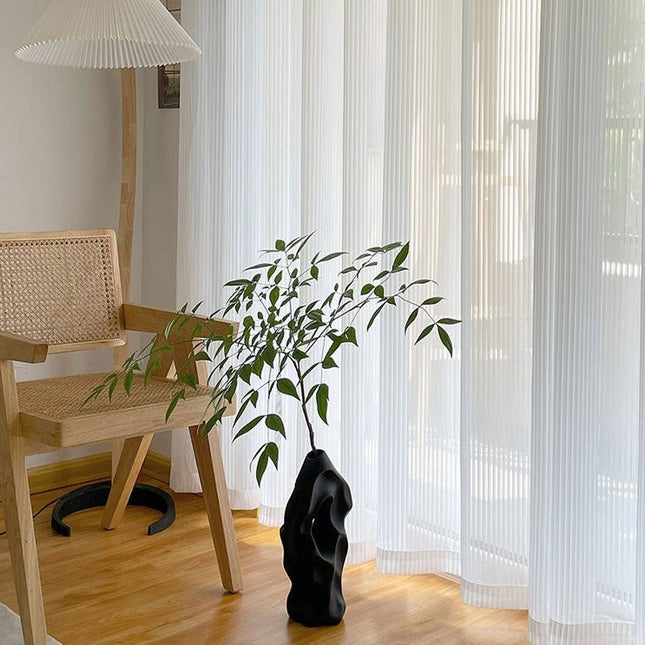 Geplisseerd lichtdoorlatend vitrage gordijn