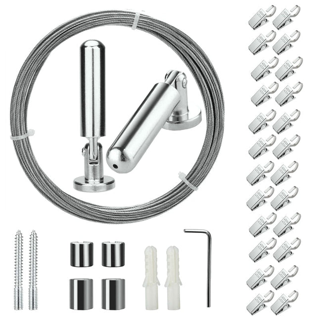 Complete staalkabel set voor gordijnophanging