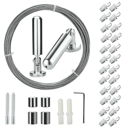 Complete staalkabel set voor gordijnophanging