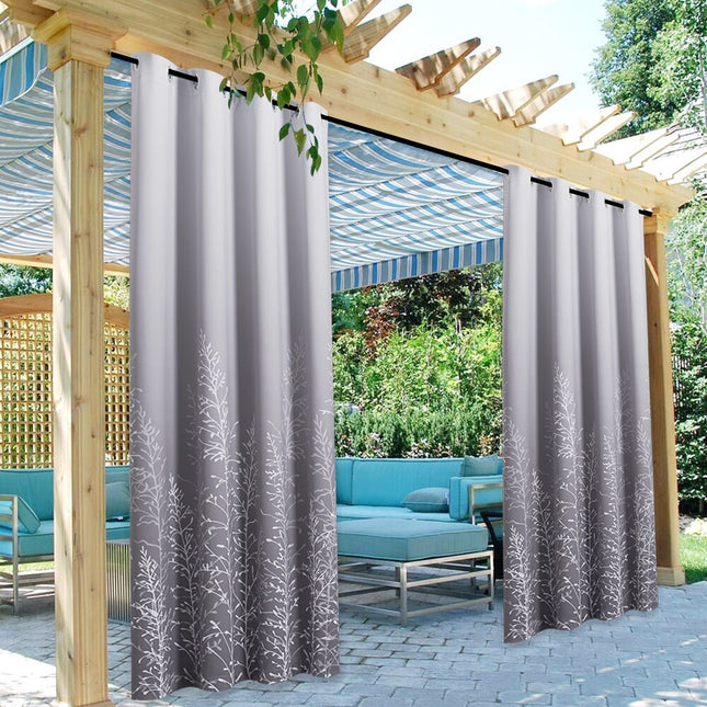 Decoratief buitengordijn met takken motief