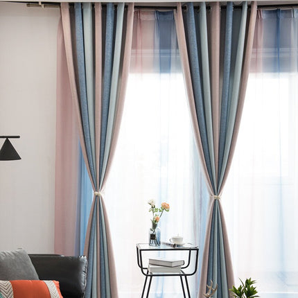 Modern gordijn met roze blauw kleurverloop