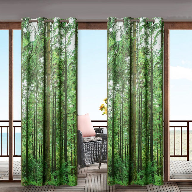 Buitengordijn met bomen print voor balkon