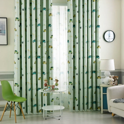 Groen verduisterend gordijn met auto's