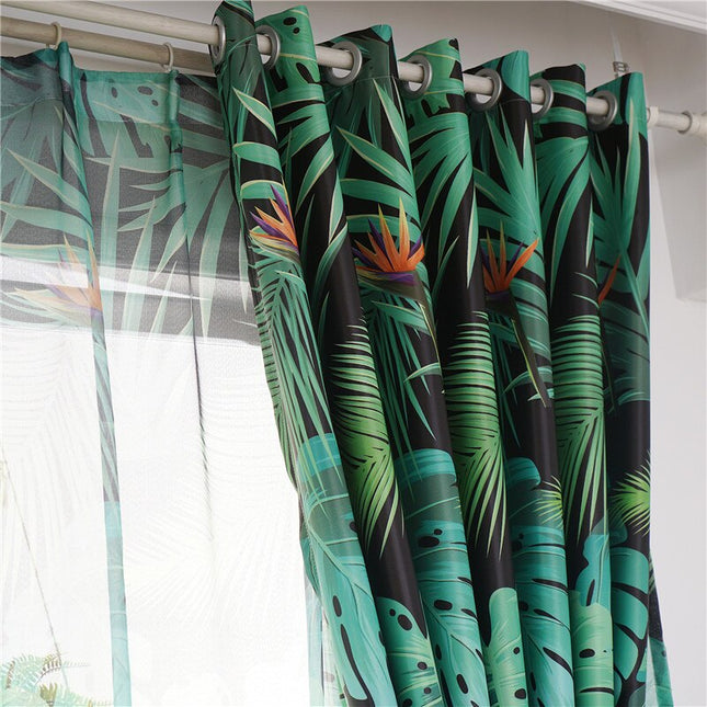 Dubbel laags gordijn met jungle print