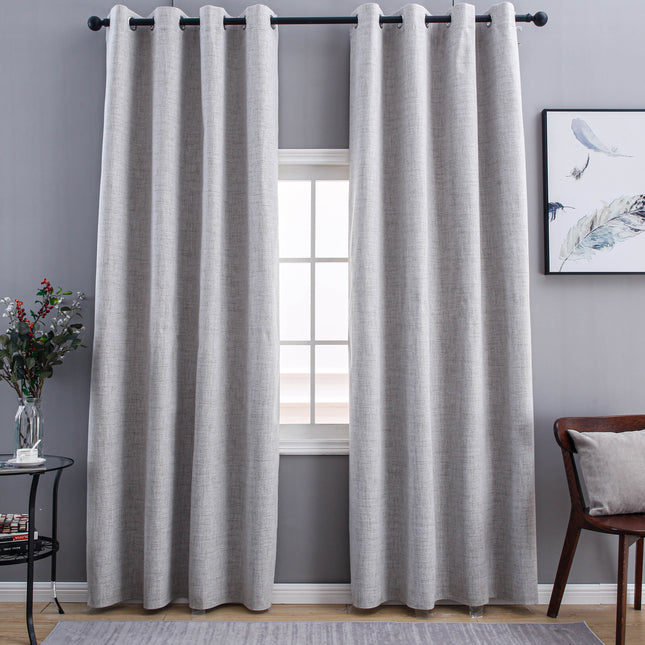 Lichtgrijs verduisteringsgordijn met linnen textuur