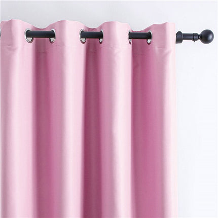 Effen roze verduisteringsgordijn met ringen